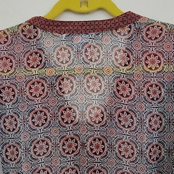 American Rag Orange, Navy & Off White Sheer Boho Print M - Picture 14 of 15